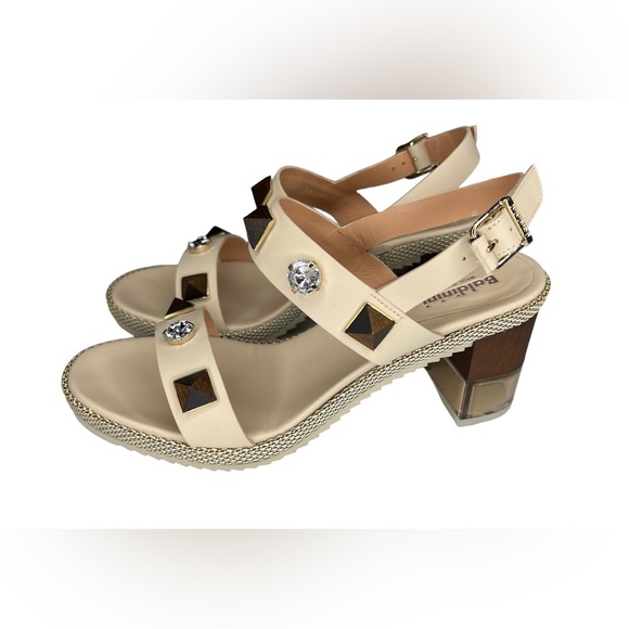 BALDININI WOMENS SANDAL HEELS BEIGE PINK WITH CLEAR HEEL SZ EU 38.5 - Picture 3 of 10
